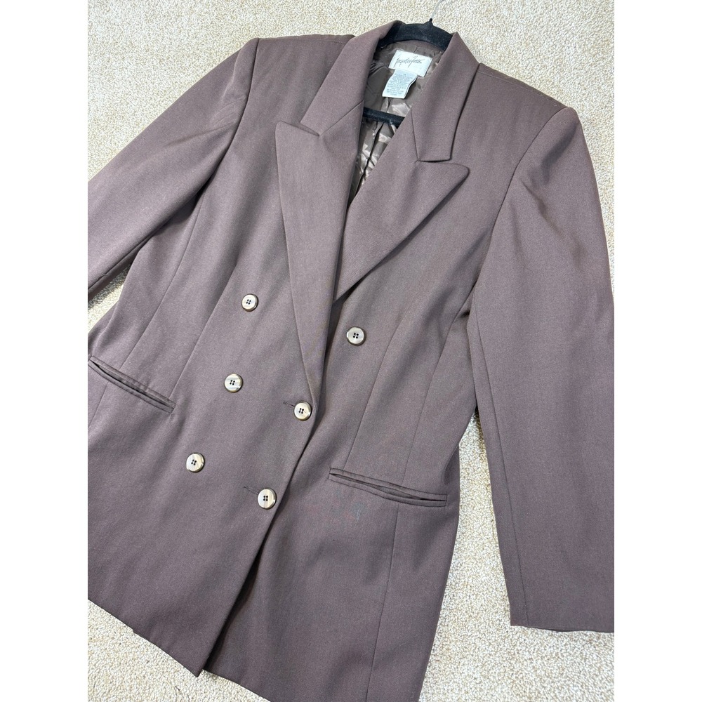 VTG Jacqueline Ferrar Womens Brown Blazer Jacket Double Breasted Wool 14 90s‎